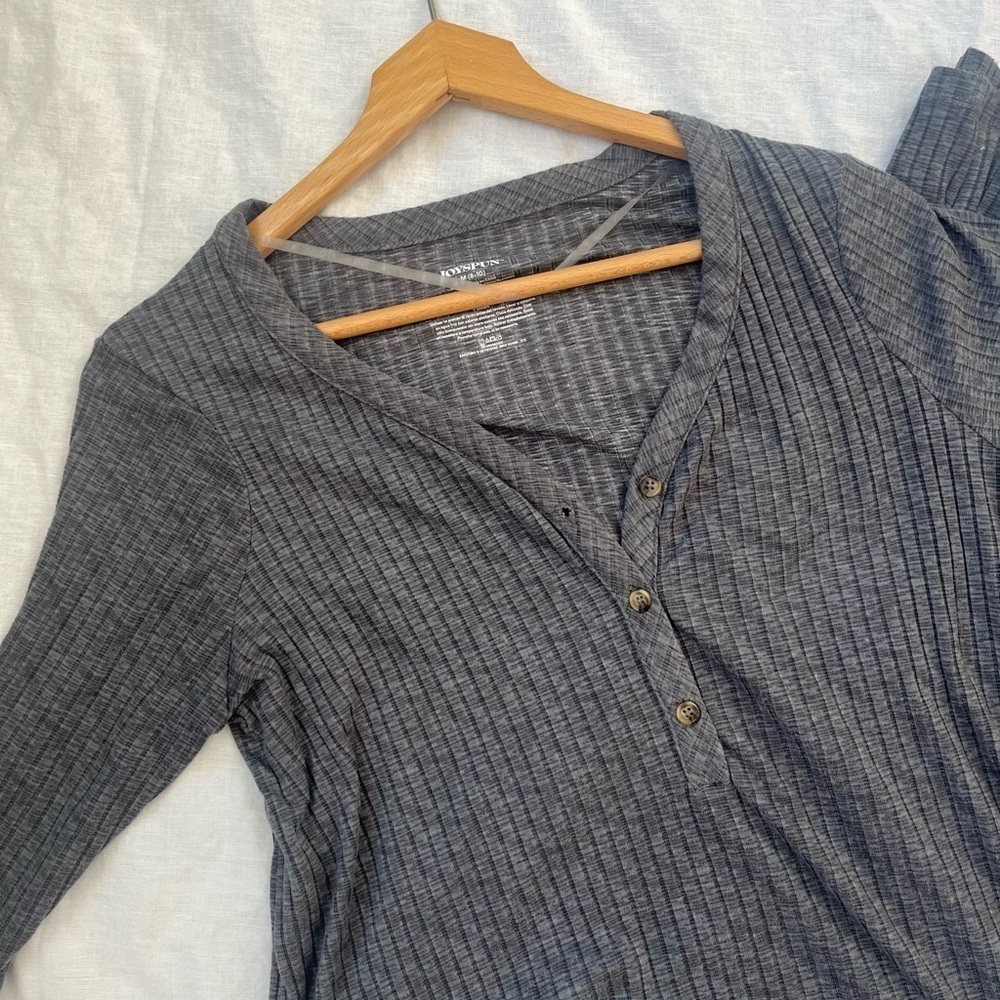 Joyspun gray stripped pajama dress size medium - Picture 2 of 6